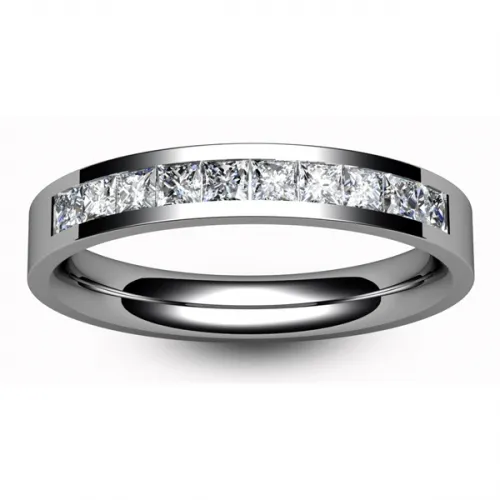 Diamond Ring and Wedding Band - Channel Set Ten Stone - All Metals